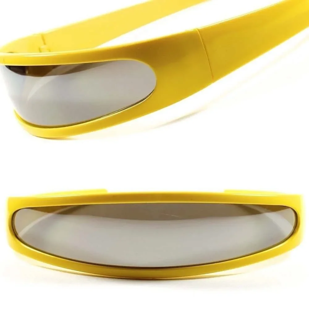 Space Alien Robot Costume Party Cyclops Mirrored Futuristic Yellow Sun Glasses